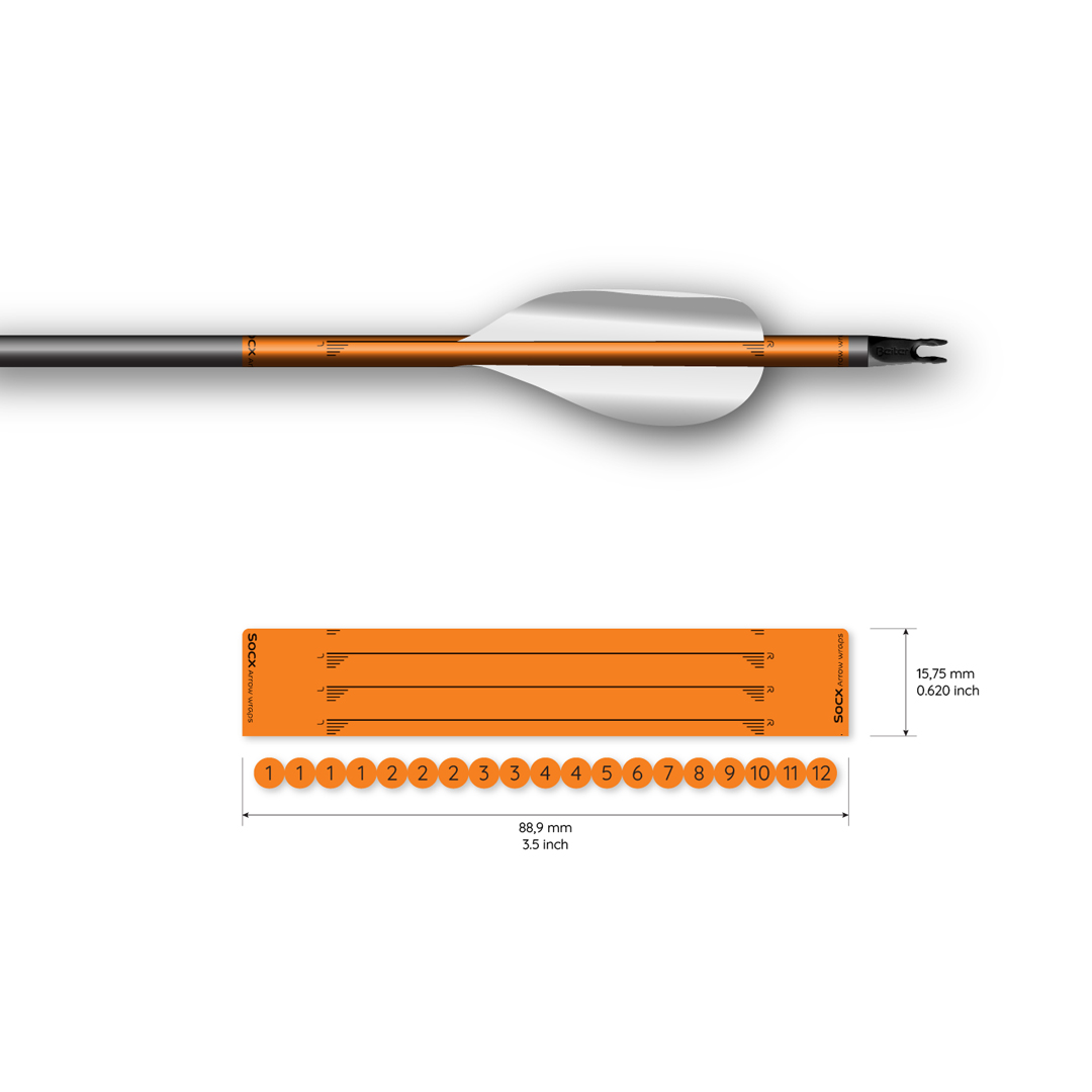 Socx Wrap for Spin Vanes on Easton X10 Solid Fluor Color (13er Pack) – Bild 4
