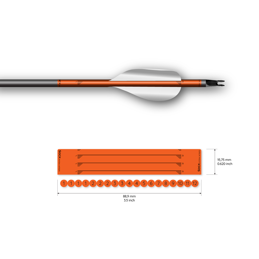 Socx Wrap for Spin Vanes on Easton X10 Solid Fluor Color (13er Pack) – Bild 6
